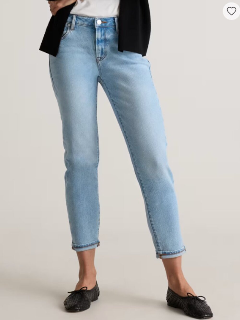 Quince Luna Stretch Slim Boyfriend Jeans Cool Blue 31x27" inseam NWT